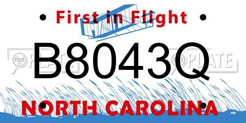 B8043Q North Carolina License Plate