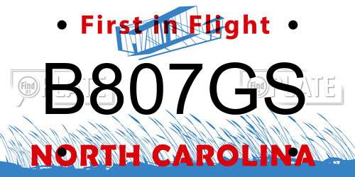 B807GS North Carolina License Plate