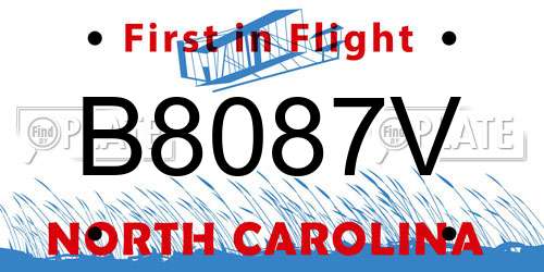 B8087V North Carolina License Plate