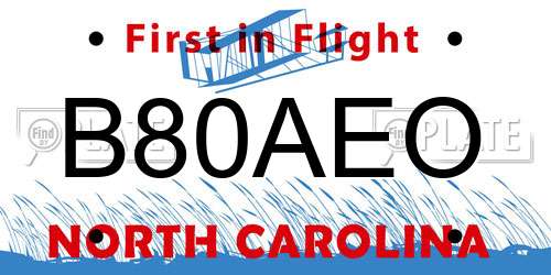 B80AEO North Carolina License Plate