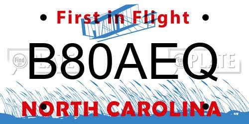 B80AEQ North Carolina License Plate