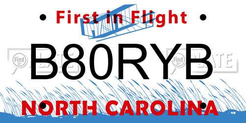 B80RYB North Carolina License Plate