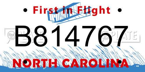 B814767 North Carolina License Plate