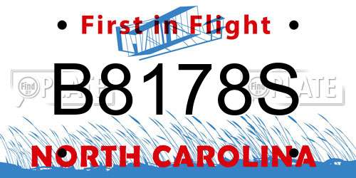 B8178S North Carolina License Plate