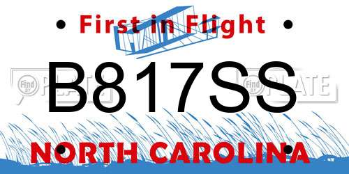 B817SS North Carolina License Plate