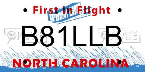 B81LLB North Carolina License Plate