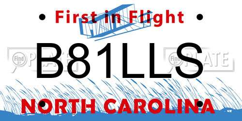 B81LLS North Carolina License Plate