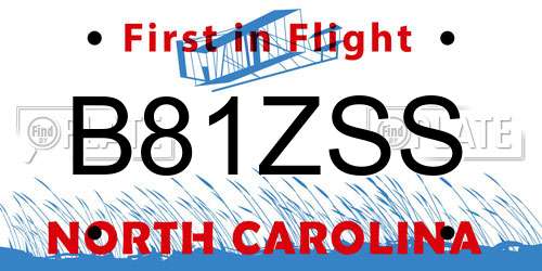 B81ZSS North Carolina License Plate