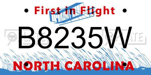 B8235W North Carolina License Plate