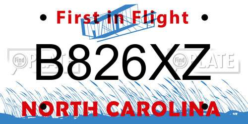 B826XZ North Carolina License Plate
