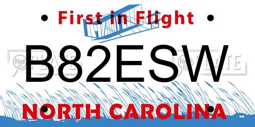 B82ESW North Carolina License Plate