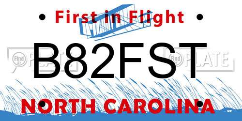 B82FST North Carolina License Plate