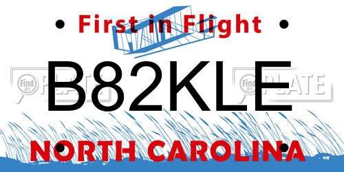 B82KLE North Carolina License Plate