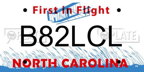 B82LCL North Carolina License Plate