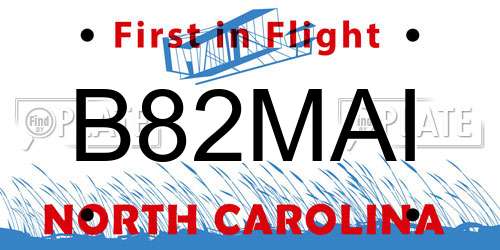 B82MAI North Carolina License Plate