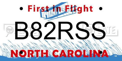 B82RSS North Carolina License Plate