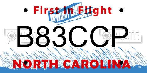 B83CCP North Carolina License Plate