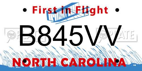 B845VV North Carolina License Plate