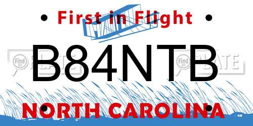 B84NTB North Carolina License Plate