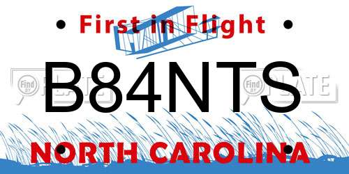 B84NTS North Carolina License Plate