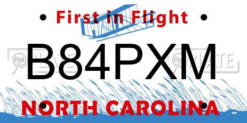 B84PXM North Carolina License Plate