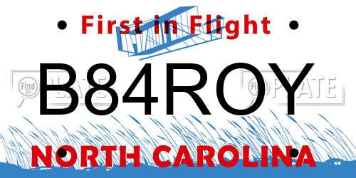 B84ROY North Carolina License Plate