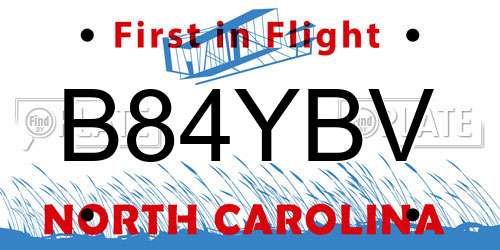 B84YBV North Carolina License Plate