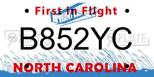 B852YC North Carolina License Plate