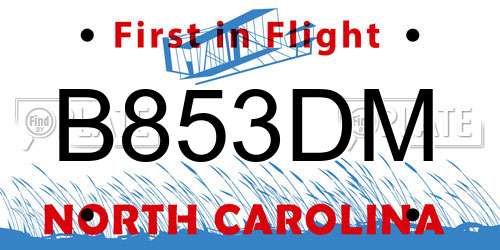 B853DM North Carolina License Plate
