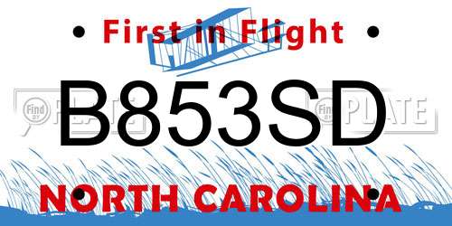 B853SD North Carolina License Plate