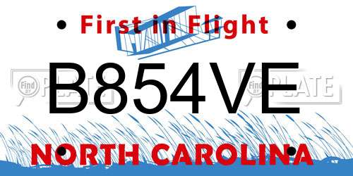 B854VE North Carolina License Plate