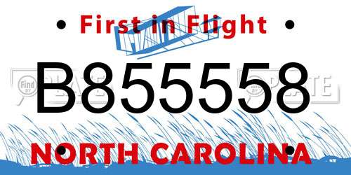 B855558 North Carolina License Plate