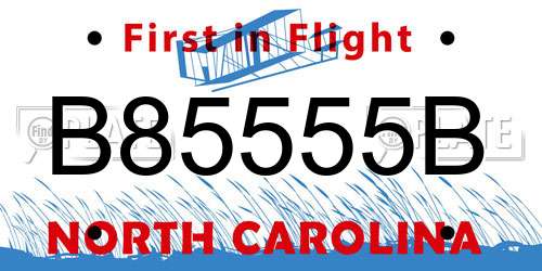 B85555B North Carolina License Plate