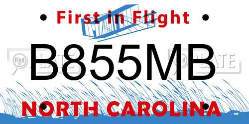 B855MB North Carolina License Plate