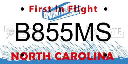 B855MS North Carolina License Plate