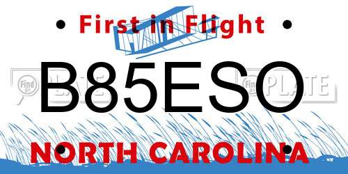 B85ESO North Carolina License Plate