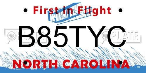 B85TYC North Carolina License Plate