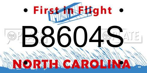 B8604S North Carolina License Plate