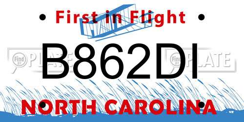 B862DI North Carolina License Plate