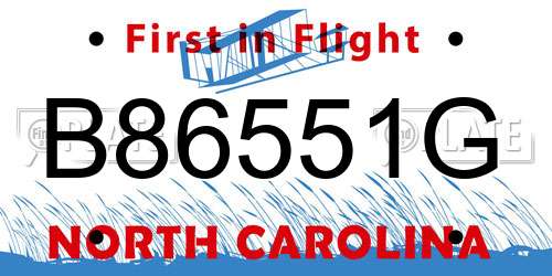 B86551G North Carolina License Plate