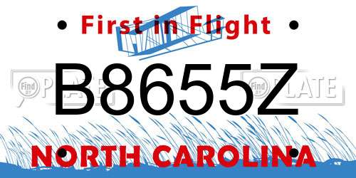 B8655Z North Carolina License Plate