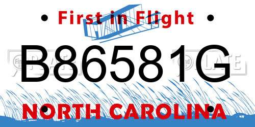 B86581G North Carolina License Plate