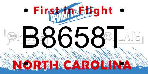 B8658T North Carolina License Plate