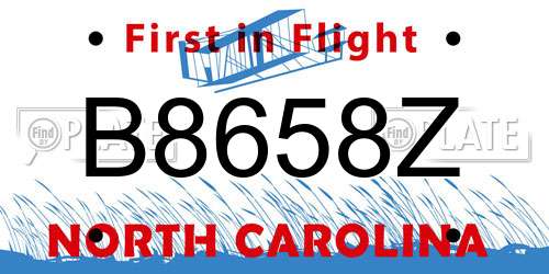 B8658Z North Carolina License Plate