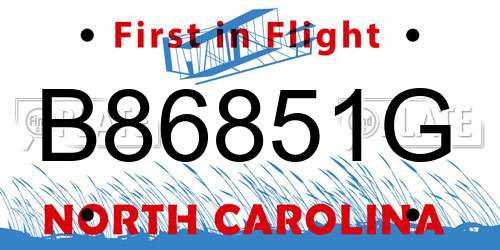B86851G North Carolina License Plate