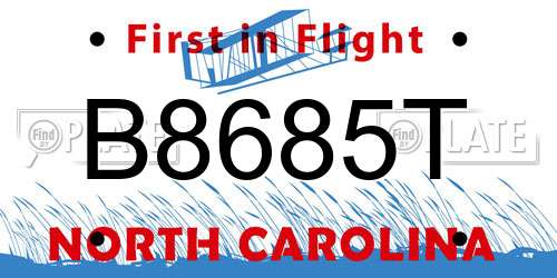 B8685T North Carolina License Plate