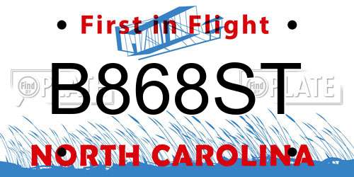 B868ST North Carolina License Plate