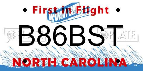 B86BST North Carolina License Plate