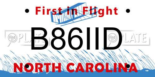 B86IID North Carolina License Plate