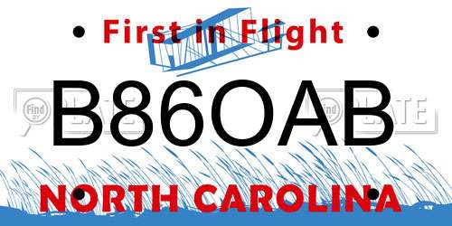 B86OAB North Carolina License Plate